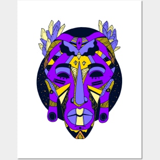 African Mask 1 - Purple Edition Posters and Art